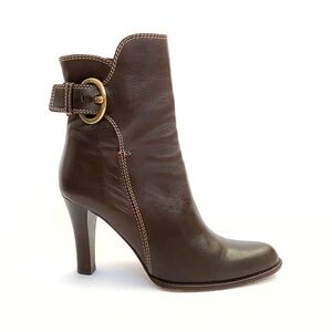 Coach Nancie Dark Brown Leather Zip Up Boot Made in Italy Womens size 10